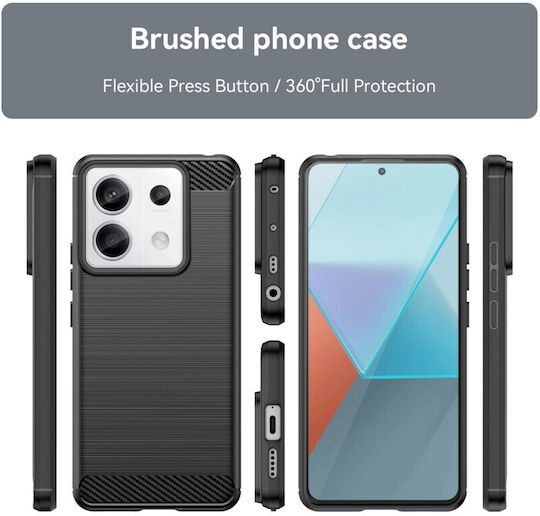 Hurtel Carbon Umschlag Rückseite Silikon Schwarz (Redmi Note 13 Pro 4G / Poco M6 Pro 4G)