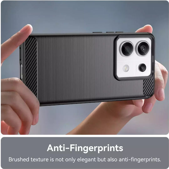 Hurtel Carbon Umschlag Rückseite Silikon Schwarz (Redmi Note 13 Pro 4G / Poco M6 Pro 4G)