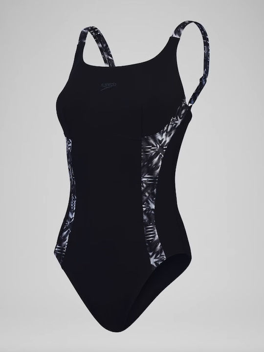 Speedo Splice Γυναικείο Αγωνιστικό Ολόσωμο Μαγιό Κολύμβησης Μαύρο