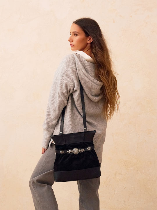 Everyday Love Leather Women's Shoulder and Crossbody Bag Black 24.E.002-36