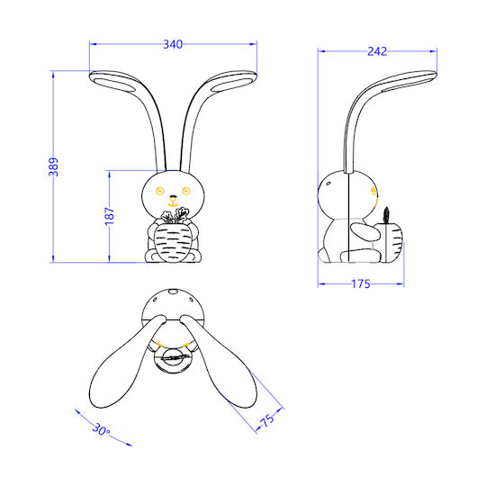 HomeMarkt Led Kids Desk Lamp Touch Badoo Rabbit with Design Projection Blue