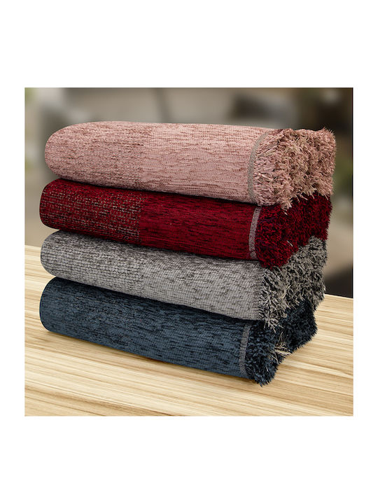 Lino Home Malta Sofa Throw 2 Seater Chenille 180x250cm Burgundy