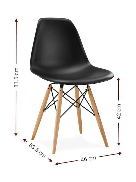 Fiore Kd Dining Room Polypropylene Chair Black 46x53.5x81.5cm
