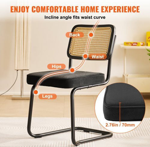 Scaune Sala de mese Catifelate Negru 2buc 45x57x83.5buc