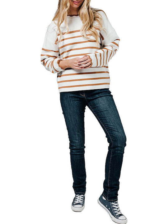 Women's Sweater Striped Tabac Brown