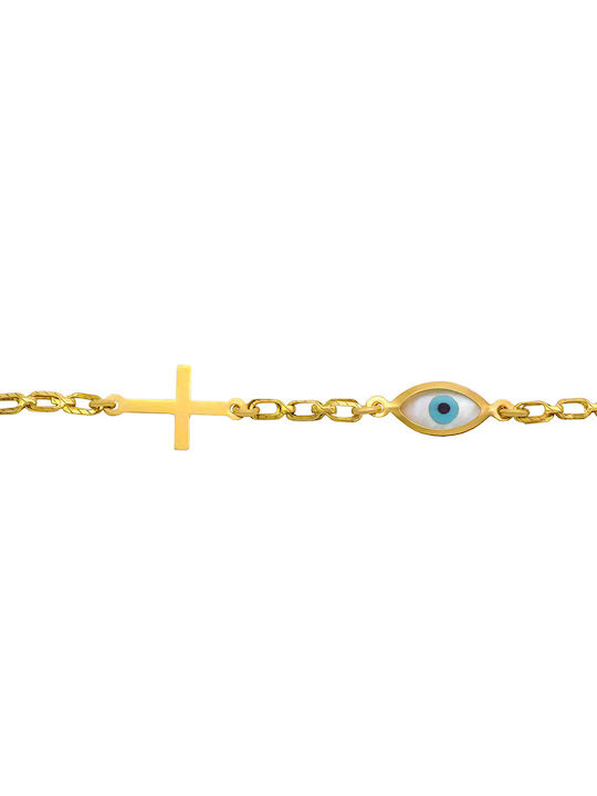 Savvas Design Bracelet with design Eye made of Gold 14K