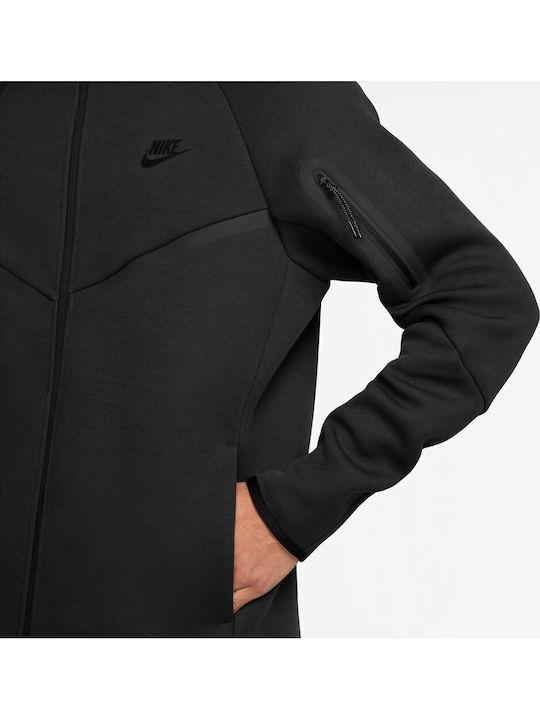 Tech Fleece Windrunner Ζακέτα με Κουκούλα Μαύρη