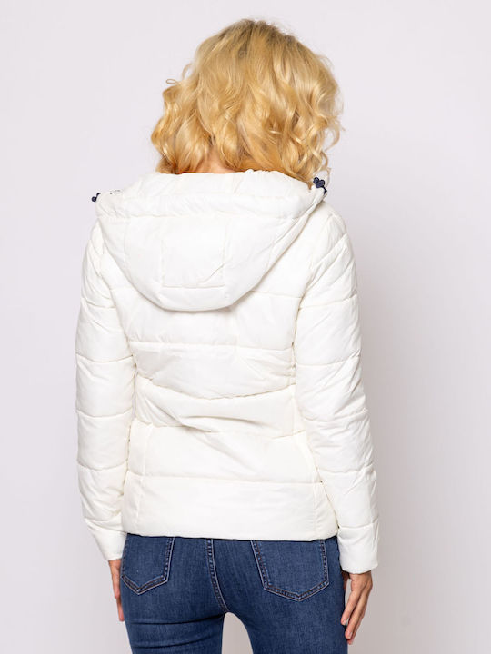 Women's Short Puffer Jacket for Winter with Hood Graphite