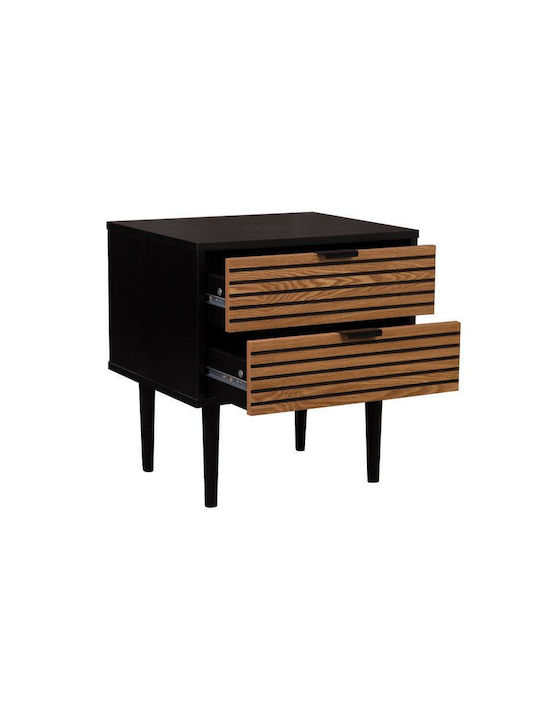 Brooklyn Bedside Table Metal With Glass Surface Black 48x35x50cm