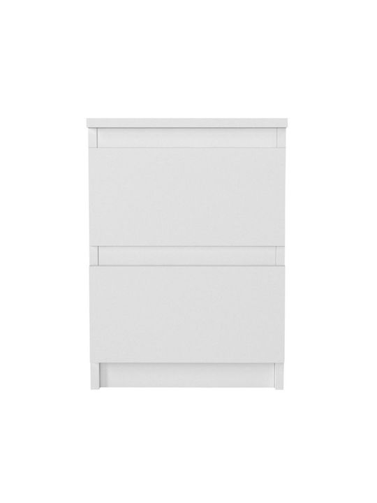 Bedside Table Breve Wooden White 39.8x41.8x55cm