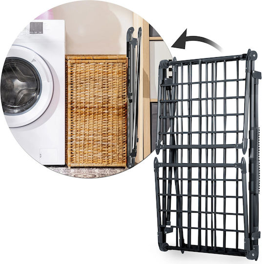 Clothes Dryer Metal Construction Sturdy 4 Folding Wings Quick Folding Unfolding Large Drying Area 22 M Black