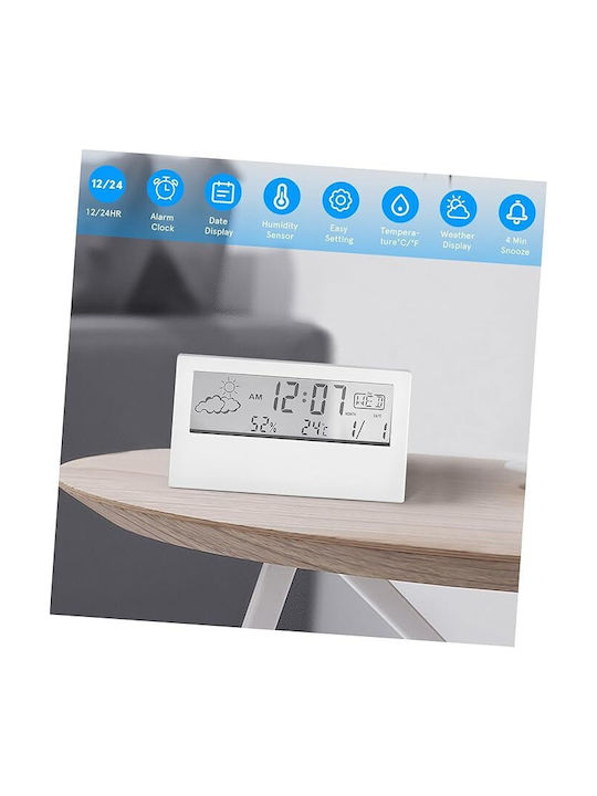 Kadio 2158l Επιτραπέζιο Ψηφιακό Ρολόι με Ξυπνητήρι Λευκό 13754