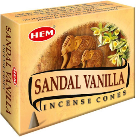Αρωματικοί Κώνοι Σανταλόξυλο Βανίλια Hem Sandal Vanilla Cones 10τμχ