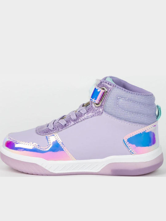 Kids Sneakers High with Scratch & Lights Lilac