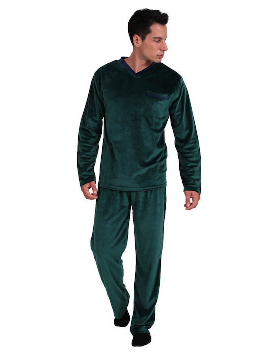 Lydia Creations Men's Winter Velvet Pajamas Set Cypress