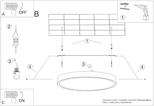 Sollux Ceiling Mount Light Black with Integrated LED