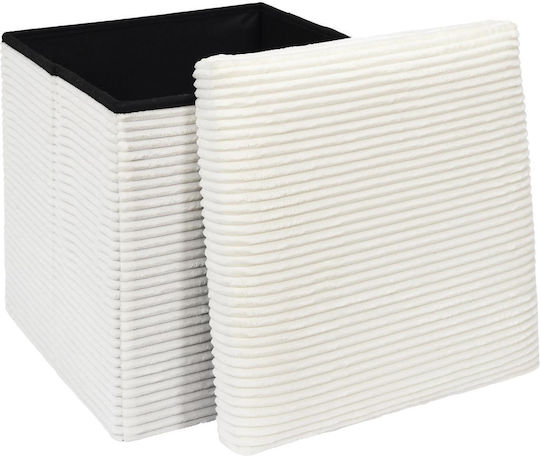 Hocker Für das Wohnzimmer Klappbar Mit Stauraum Gepolstert mit Samt Beige 38x38x38cm
