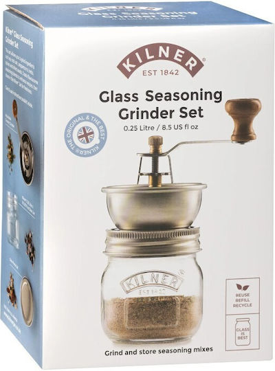 KIlner Χειροκίνητος Μύλος Αλατιού Γυάλινος 19.8cm