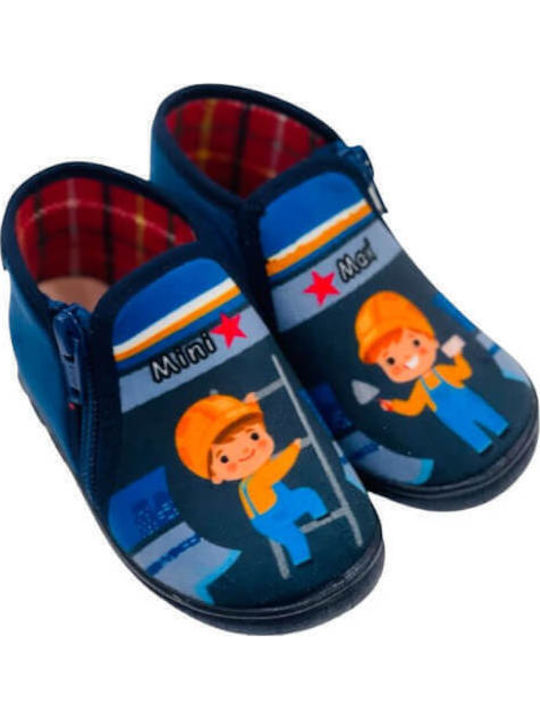 Kinderhausschuhe Stiefel Marineblau