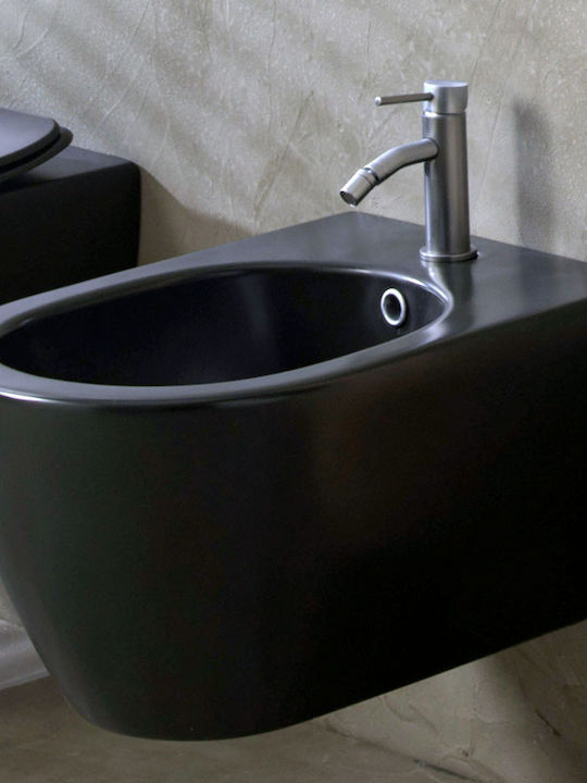 Scarabeo Moon Clean Flush Bidet Wandbehang 36x50.5cm Schwarz