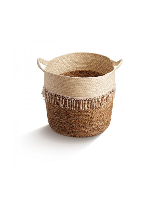 JK Home Decoration Σετ Διακοσμητικά Καλάθια Μπαμπού Λευκό 3τμχ