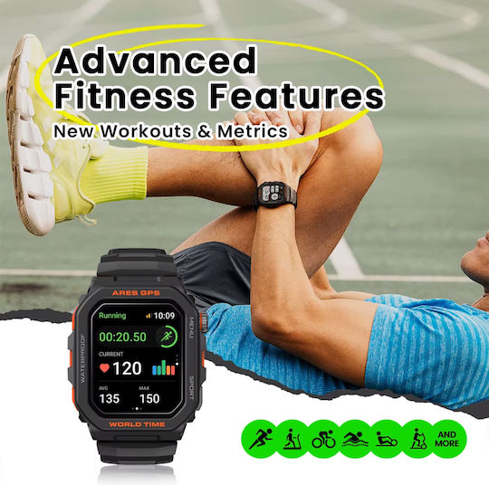 Zeblaze Ares GPS 47mm Smartwatch with Heart Rate Monitor (Black - M/L)