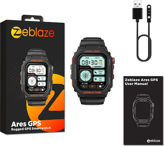 Zeblaze Ares GPS 47mm Smartwatch with Heart Rate Monitor (Black - M/L)