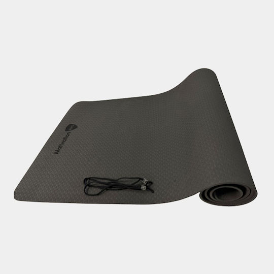 MotivationPro Exercise Mat Yoga Black with Carry Strap 183x61x0.6cm