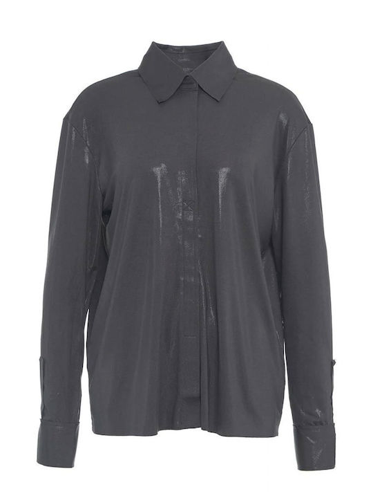 Дълъг ръкав Женска Риза Metallic Grey
