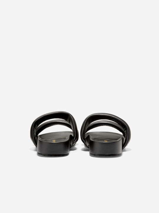 Leather Women's Flat Sandals in Black Color