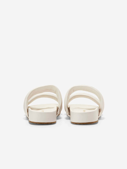 Leather Women's Flat Sandals in White Color