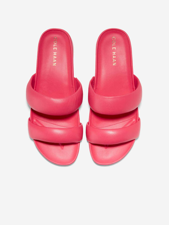 Leather Women's Flat Sandals in Fuchsia Color