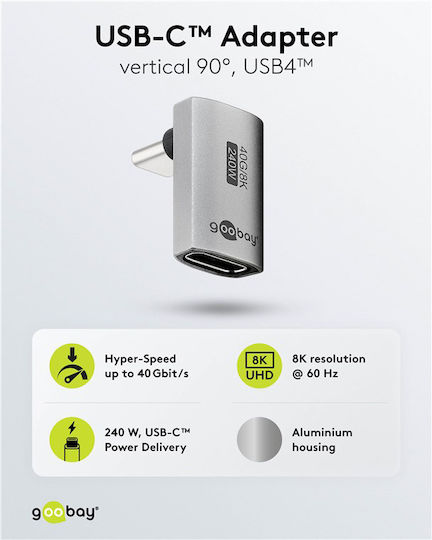 Goobay Convertor USB-C masculin în USB-C feminin Gri 1buc 74442