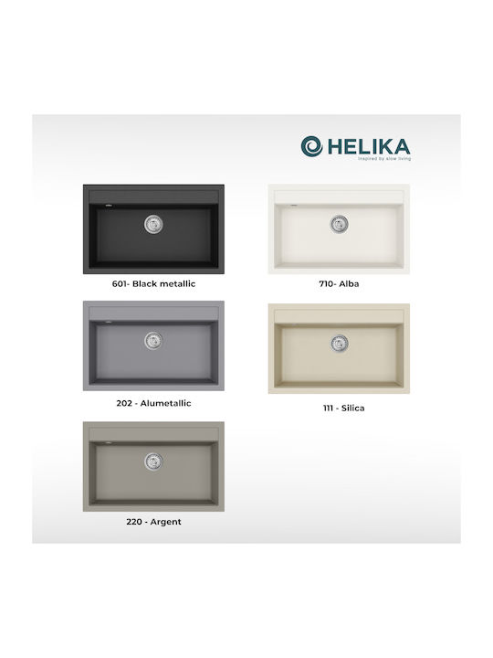 Quadro SQQ103 Drop-In Кухненска Мивка от Течен Гранит Дължина 79xШирина 51см Сива