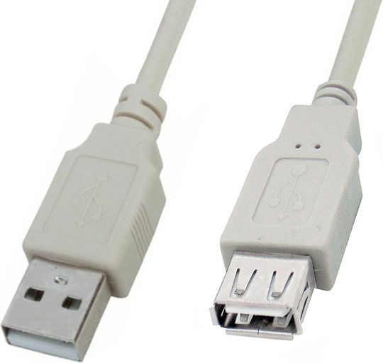 USB 2.0 Kabel USB-A-Stecker - USB-A-Buchse Weiß 3m 04.001.0277