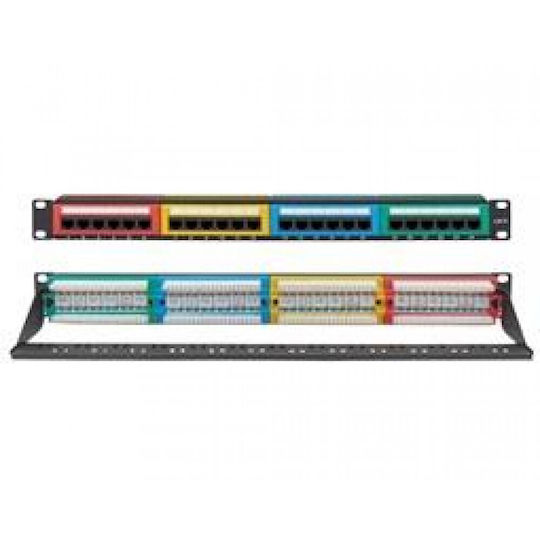 Lancom Patch Panel για Rack 1U 19" 24 Θυρών cat6 Μαύρο