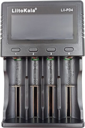 LiitoKala LII-PD4+CAR Φορτιστής 4 Μπαταριών Li-ion/Ni-Cd/Ni-MH Μεγέθους AA/AAA/18650/26650