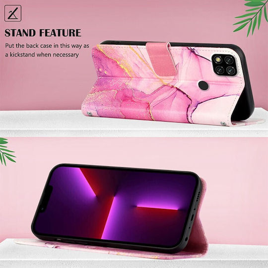 Θήκη Marble Wallet Samsung Galaxy S22 Pink White
