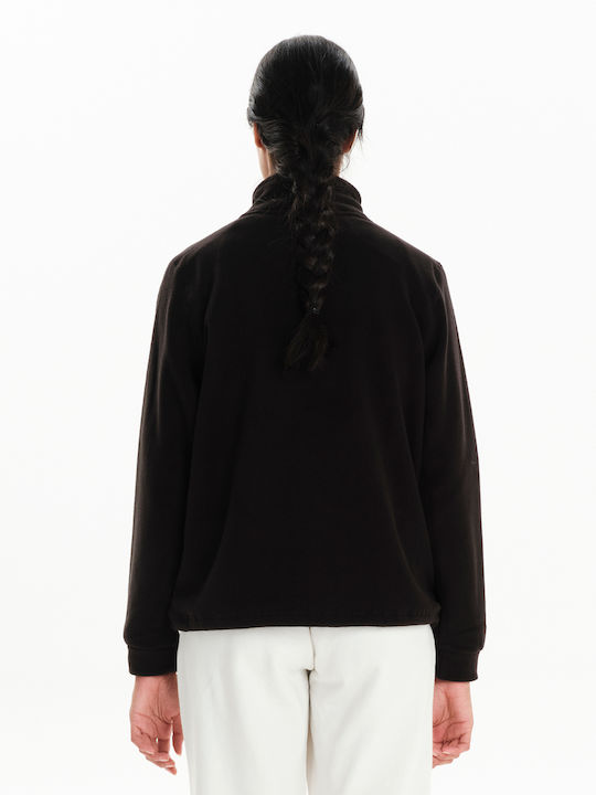 Women's Long Sleeve Sweater with Zipper Black