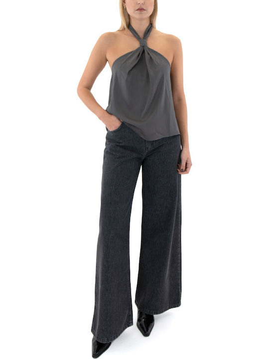Γυναικείο Crop Top Off-Shoulder Γκρι