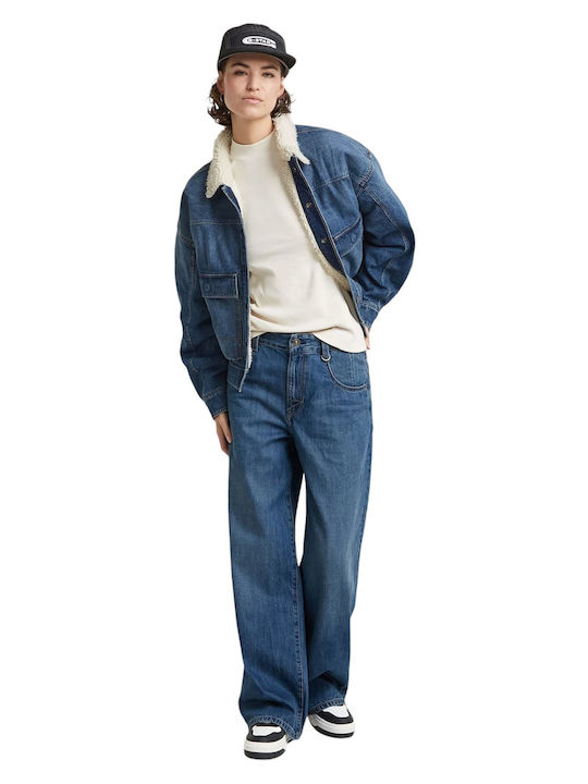 Women's Fabric Trousers Loose Fit Blue