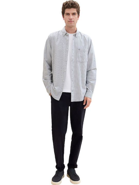 Oxford Cu mânecă lungă Cămașă Cu dungi White Navy Stripe