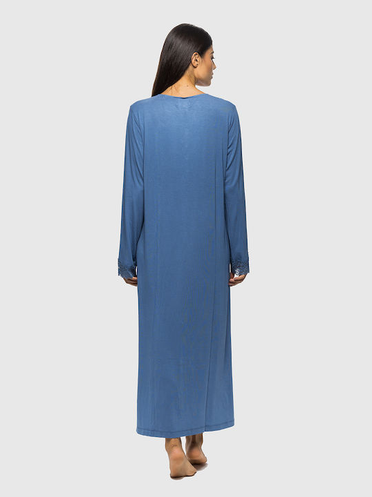 Noidinotte Winter Satin Women's Nightdress Blue Raff