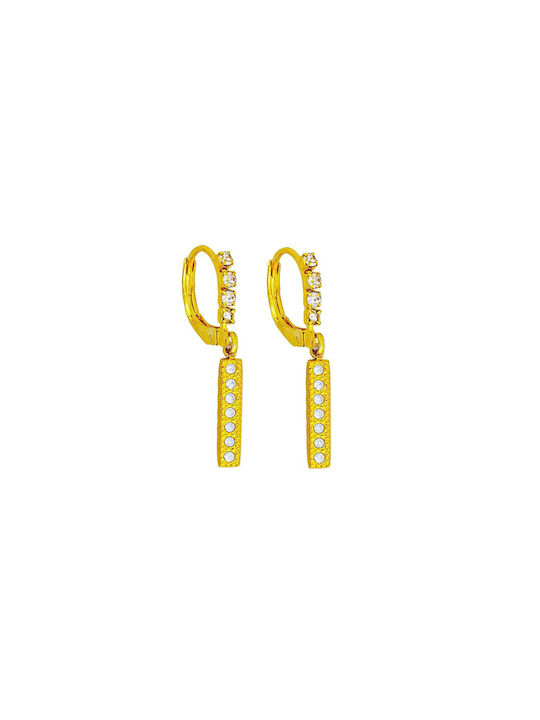 Excite-Fashion Single Earring Hoop made of Steel Gold Plated with Stones