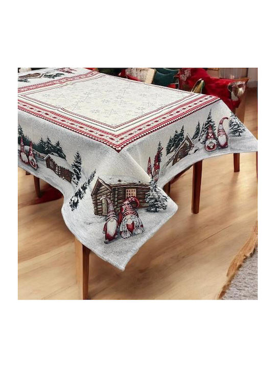 Linea Home Christmas Tablecloth Plastic Gray L140xW220cm.