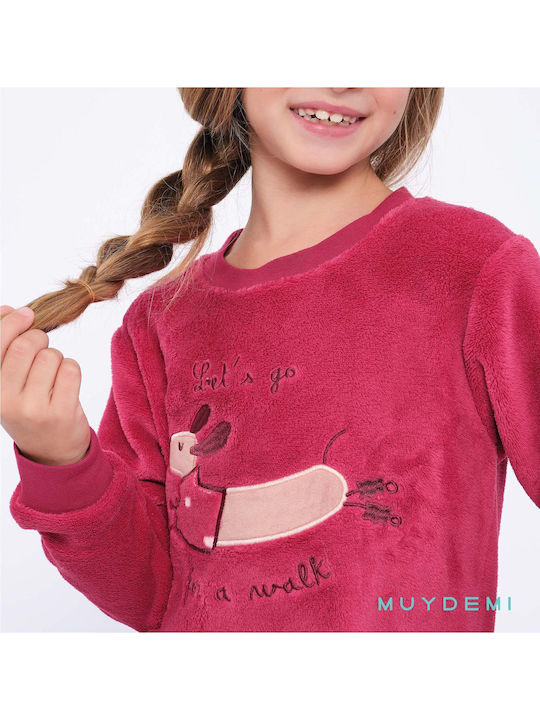 Muydemi Pijama pentru copii De iarnă Fleece Fuchsia