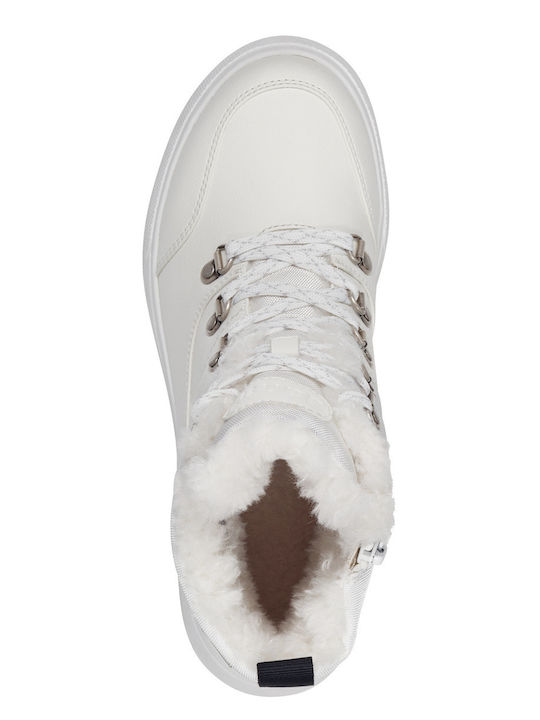 Women's Ankle Boots with Fur White