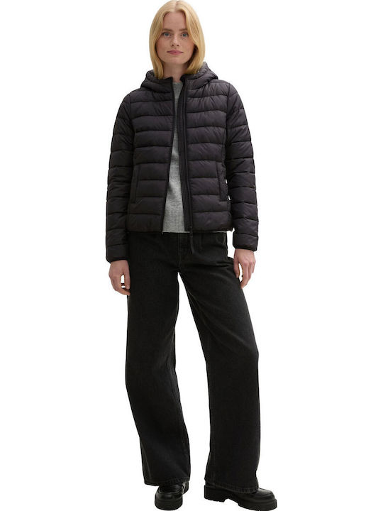 Kurz Damen Puffer Jacke für Winter Deep Black