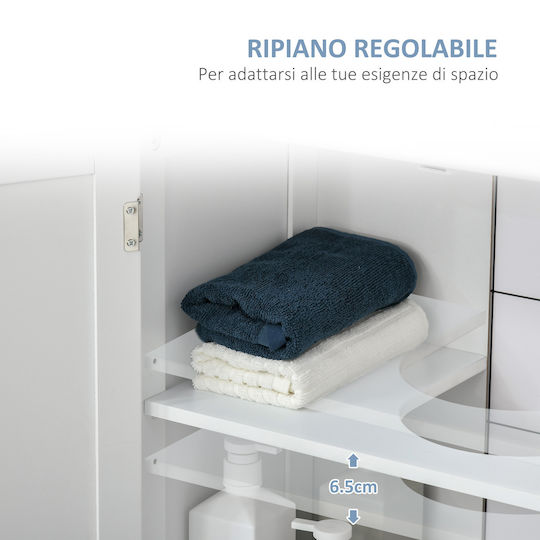 Kleankin Countertop with Sink L60xW30xH60cm White