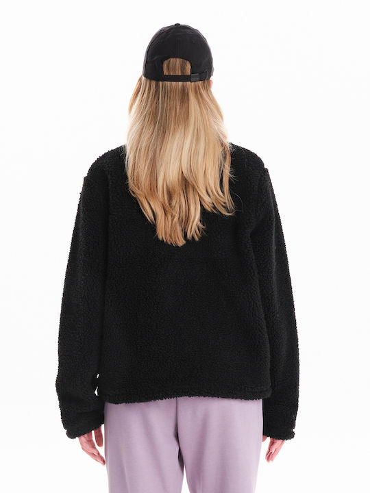 Women's Long Sleeve Sweater with Zipper Black